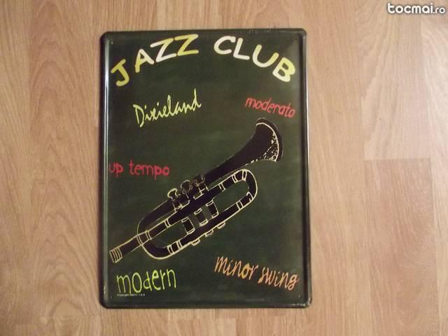 Reclama metalica vintage, Jazz Club, 40x30 cm.