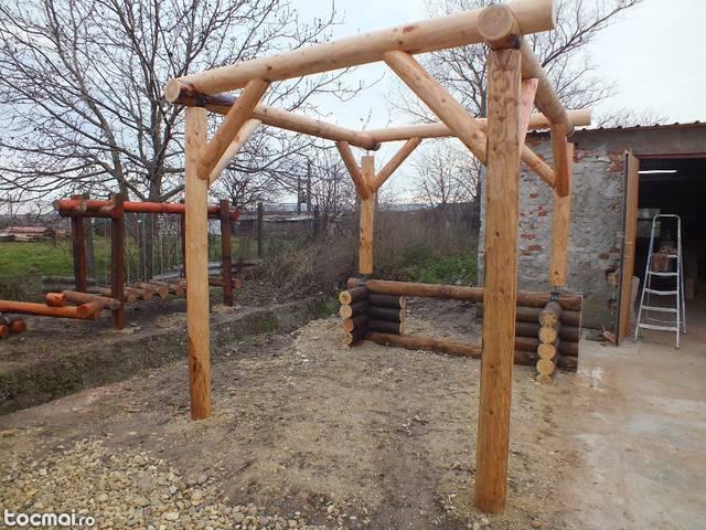 Pergola din bustean masiv 3x3m