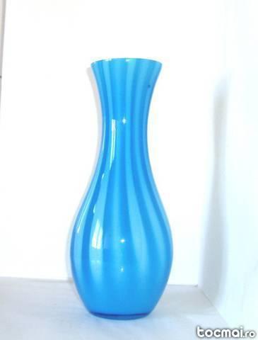 Vaza art- glass acvamarine Zanfirico - stil Murano, Venezia