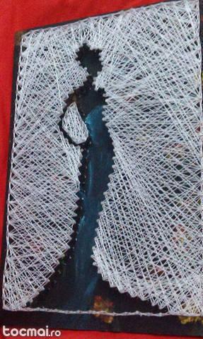 Tablou handmade StringArt format 21 x 30 cm - Doamna de fier