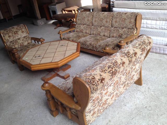 Canapele set 3 2 1 lemn masiv