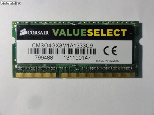 Memorie laptop 4GB, DDR3, Corsair, functionala