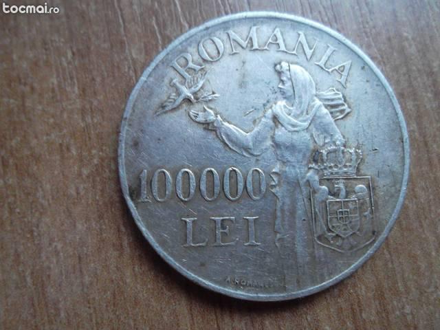 Moneda 100000(1946) Argint si Moneda 100 (1943)