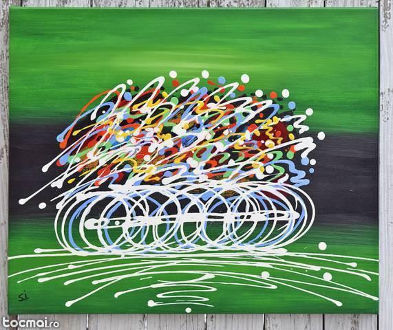 Tablou modern abstract - Biciclisti 2 (60x50cm)
