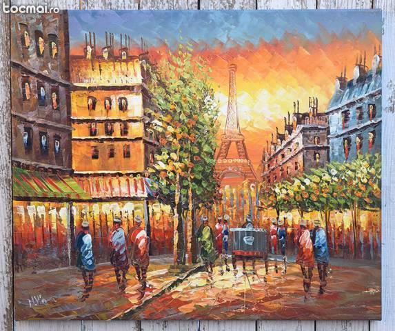 Tablou Paris - Moulin Rouge - ulei in cutit 60x50cm