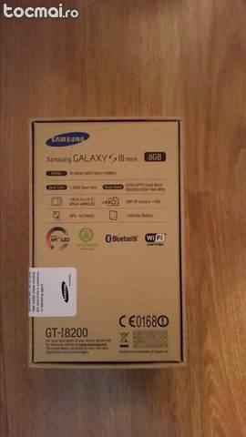 Samsung galaxy s3 mini, 8gb, black, sigilat+husa flip cover.