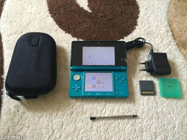 Nintendo 3ds+husa noua logic3+joc+accesorii stare buna