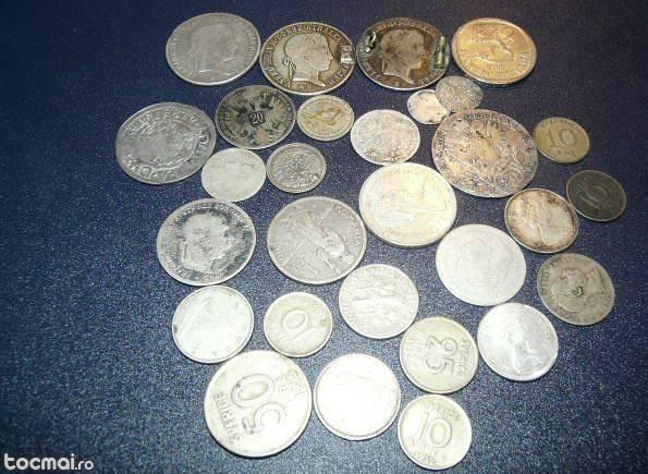 monede LOT argint 89. 8 gr 29 buc