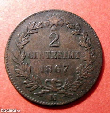 2 centesimi 1867 italia rege vittorio emanuele al ii- lea