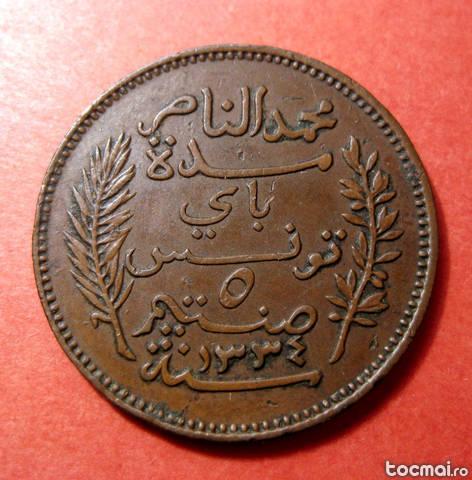 Tunisia 5 Centimes 1916 Muhammad V an- Nasir