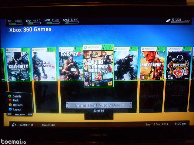 Xbox 360 slim+Kinect+hdd 320gb, modat RGH, 53 jocuri, Nou