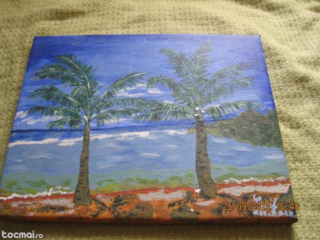 Tablou - peisaj plaja cu palmieri