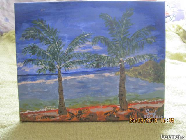 Tablou - peisaj plaja cu palmieri