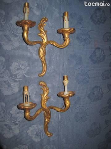 Set de 2 Aplice electrice pereche stil Rococo in bronz aurit