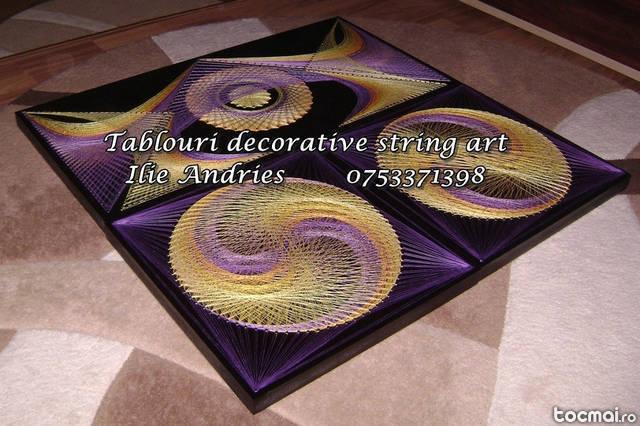 Tablouri decorative string art galben- mov