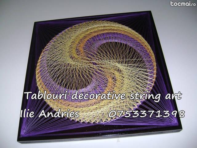 Tablouri decorative string art galben- mov