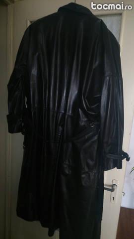 Palton barbatesc vintage , vagrant, piele naturala , 130 cm