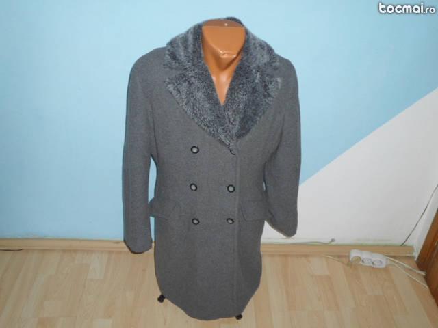 Palton de dama Nadia Nardi 100% original lana gri marimea 42