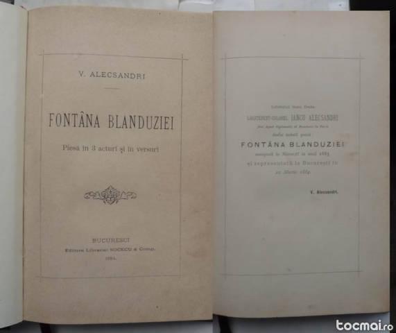 Vasile Alecsandri , Fantana Blanduziei , 1884 , prima editie