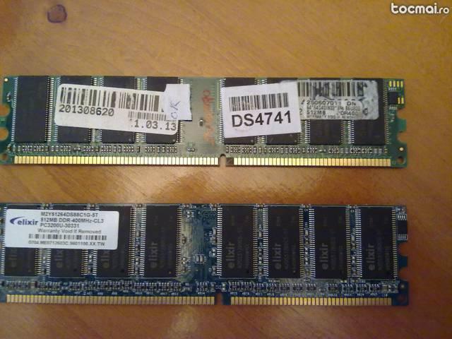 2x memorii RAM DDR1 400MHz 512MB CL3 PC3200