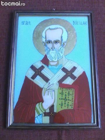 Icoana sfintita pictata pe sticla Sfantul Nicolae