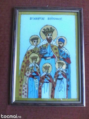 Icoana sfintita pictata pe sticla Sfintii Martiri Brancoveni