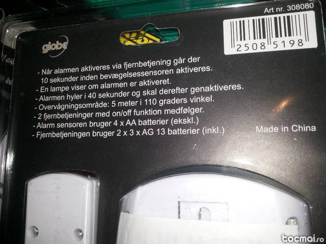 Alarma wireless cu senzori miscare si telecomenzi