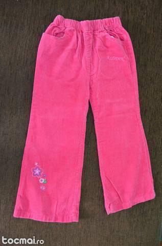 pantalon raiat roz- rosu, 4- 5 ani