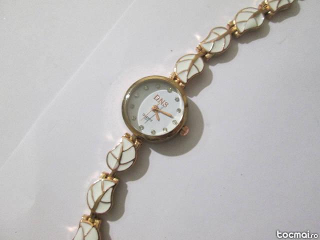 Ceas cristale zirconiu ceas lady golden leaf wrist watch