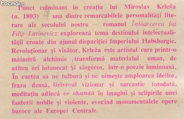 Intoarcerea lui Filip Latinovicz de Mirosilav Krleza