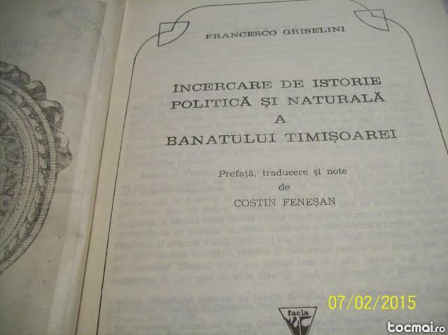 incercare de istorie pol. si naturala a banatului timis. 1984