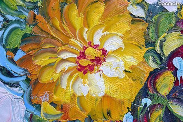 Aranjament floral 15 - tablou 60x50cm in cutit