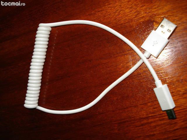 Cablu date + alimentare Samsung - spiralat alb