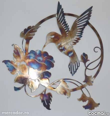 Decoratiune perete din metal colibrii