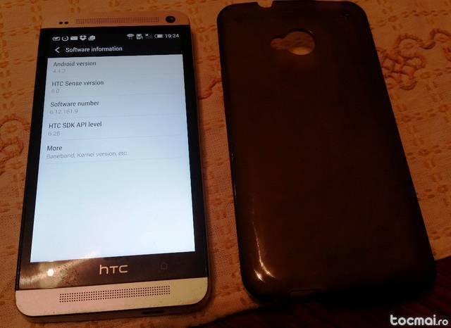 HTC One m7 silver, folie pe display, 32gb