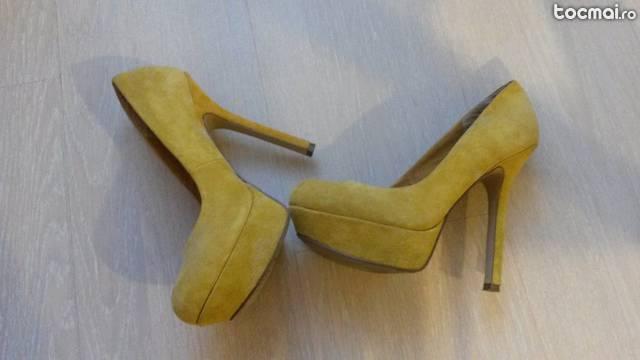 Pantofi dama Asos stiletto piele naturala galbeni 38
