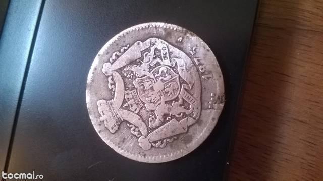 Moneda argint 2 lei. din 1875