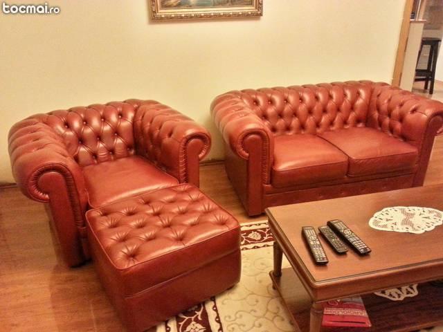 Canapele piele Chesterfield (Mobexpert) in stare excelenta