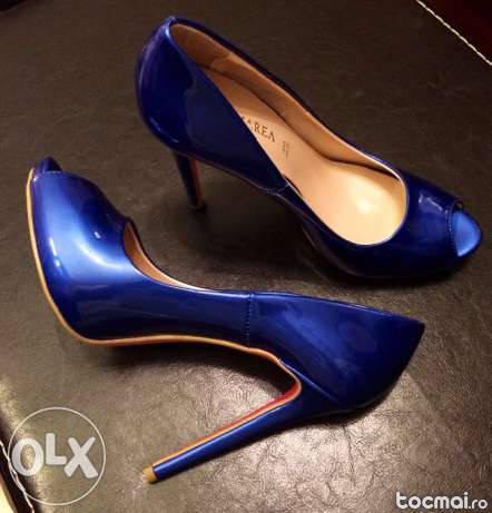 Pantofi cu toc Albastru metalizat - Made in Italy