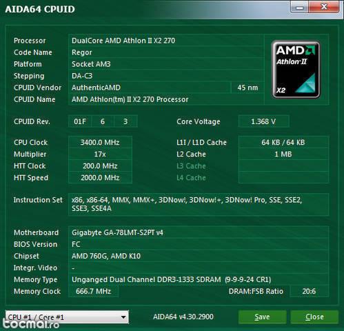 Procesor amd athlon ii x2 270 dual core 3400 mhz socket am3