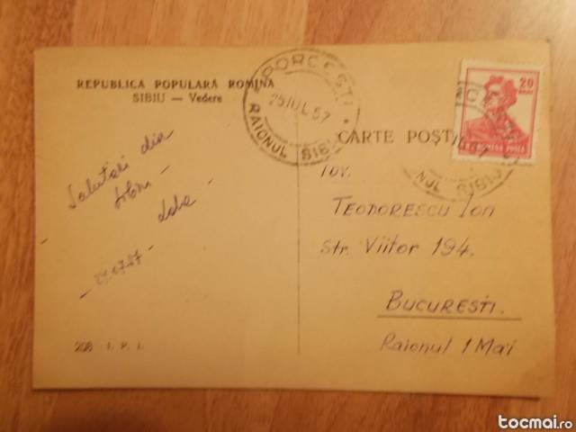 Carte postala - Rep Populara Romana - Sibiu 1957