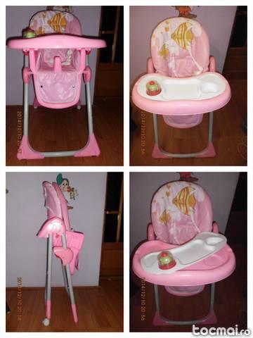 Scaun masa bebe roz foarte putin folosit