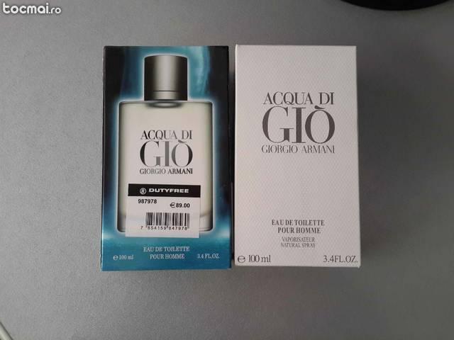 Parfum original Aqua di Gio cu eticheta.
