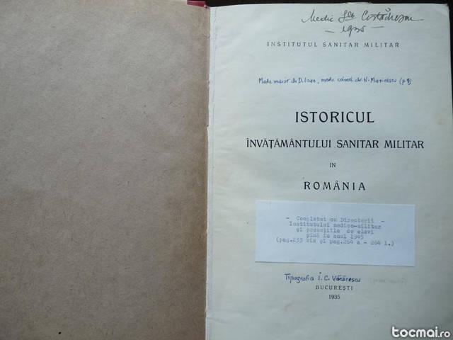 Istoricul Invatamantului Sanitar Militar in Romania , 1935