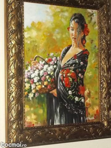 ulei pe panza- 88x70 cm- pictura de colectie- florareasa