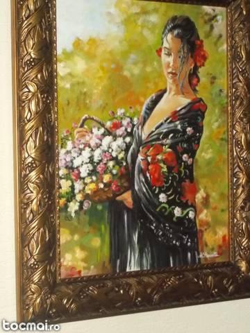 ulei pe panza- 88x70 cm- pictura de colectie- florareasa