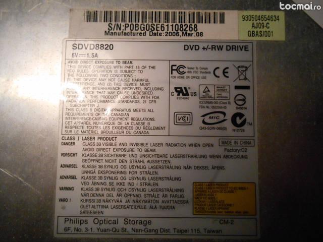 Dvd- wr laptop philips sdvd- 8820 slim 8x dvd+/ - rw lights