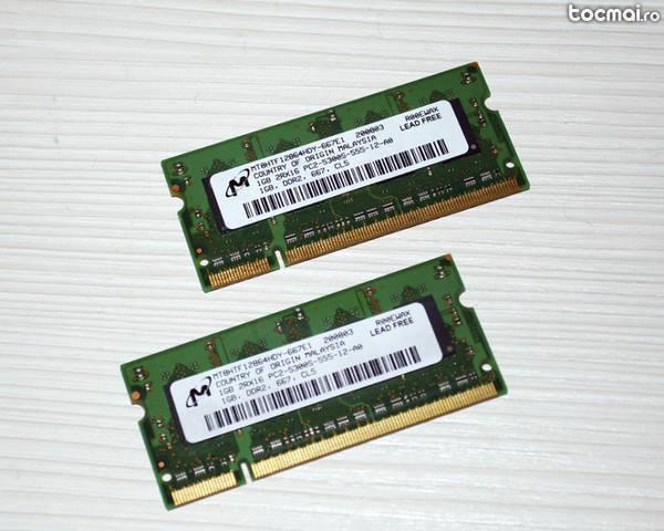 Memorie laptop DDR2 PC- 5300, 667 Mhz, 2GB (2x1GB)