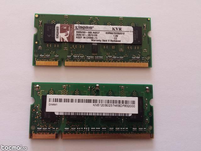 RAM Laptop 2 X 512MB 667MHz DDR2 (dual channel)