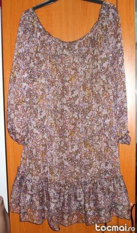 Rochie bluza lunga cu imprimeu floral La Redoute maro 44
